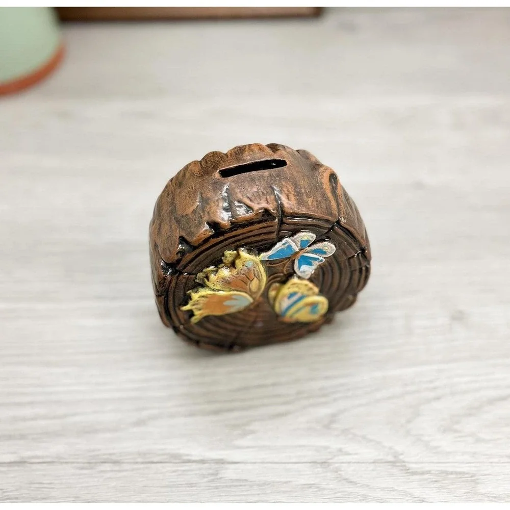 Vintage Ceramic Butterfly‎ Piggy Bank: Kitschy Coin Bank Decor